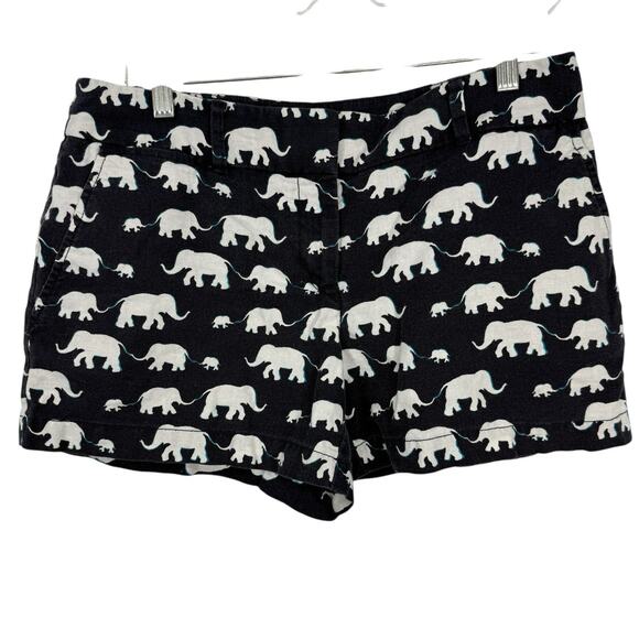Loft Blue Linen Blend Chino Shorts size 2 Elephant Family Print 4" Insean Mid - Picture 1 of 8